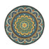 6' Blue Round Wool Geometric Hand Tufted Area Rug