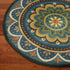 6' Blue Round Wool Geometric Hand Tufted Area Rug