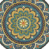 6' Blue Round Wool Geometric Hand Tufted Area Rug