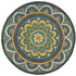 6' Blue Round Wool Geometric Hand Tufted Area Rug
