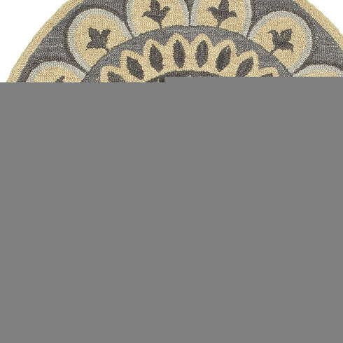 6' Gray Round Wool Geometric Hand Tufted Area Rug