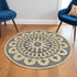 6' Gray Round Wool Geometric Hand Tufted Area Rug