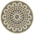 6' Gray Round Wool Geometric Hand Tufted Area Rug