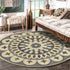 6' Gray Round Wool Geometric Hand Tufted Area Rug