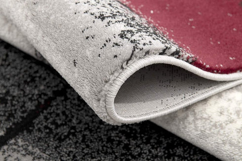 10' Black Burgundy And Gray Abstract Runner Rug