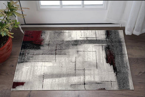 2' X 4' Gray Abstract Dhurrie Area Rug