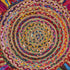 6' Rainbow Abstract Geometric Hand Woven Round Rug