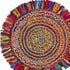 6' Rainbow Abstract Geometric Hand Woven Round Rug