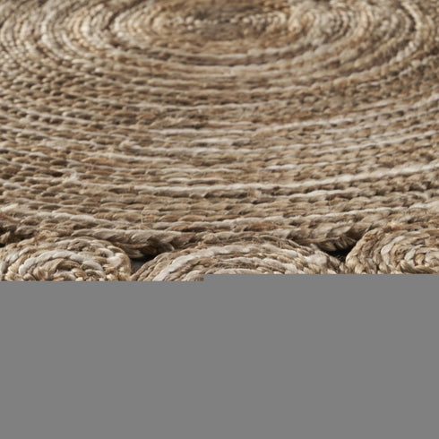 6' Beige Jute Hand Braided Round Rug