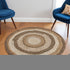6' Beige Jute Abstract Geometric Hand Braided Round Rug