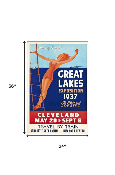 16" X 24" Great Lakes 1937 Vintage Travel Poster Wall Art