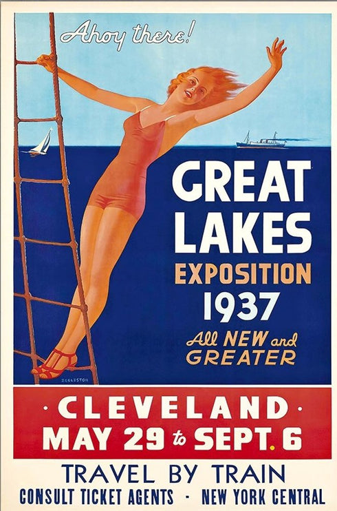 16" X 24" Great Lakes 1937 Vintage Travel Poster Wall Art