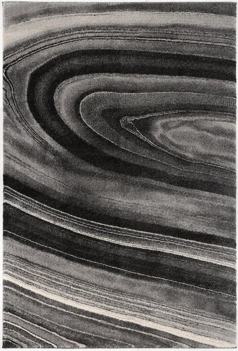5' X 8' Dark Gray Abstract Illusional Area Rug