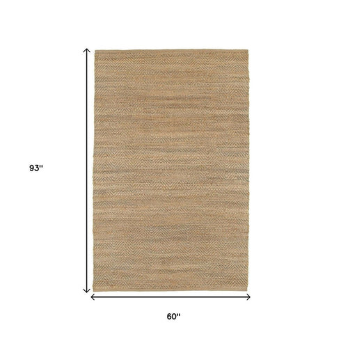 5' X 8' Natural Jute Hand Woven Area Rug