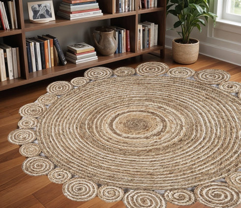 8’ Round Natural Coiled Area Rug