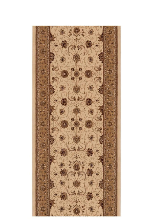 10' Beige And Ivory Oriental Runner Rug
