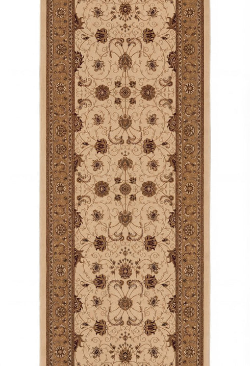 10' Beige And Ivory Oriental Runner Rug