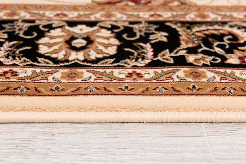 8' X 11' Black And Ivory Oriental Area Rug