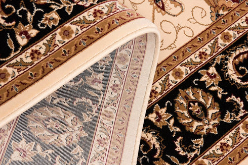 8' X 11' Black And Ivory Oriental Area Rug