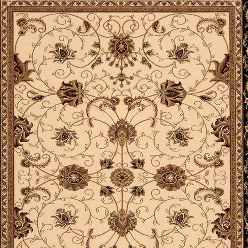 8' X 11' Black And Ivory Oriental Area Rug