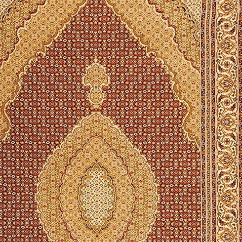 7' X 9' Red and Beige Oriental Power Loom Area Rug