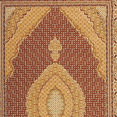 7' X 9' Red and Beige Oriental Power Loom Area Rug