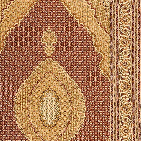 7' X 9' Red and Beige Oriental Power Loom Area Rug