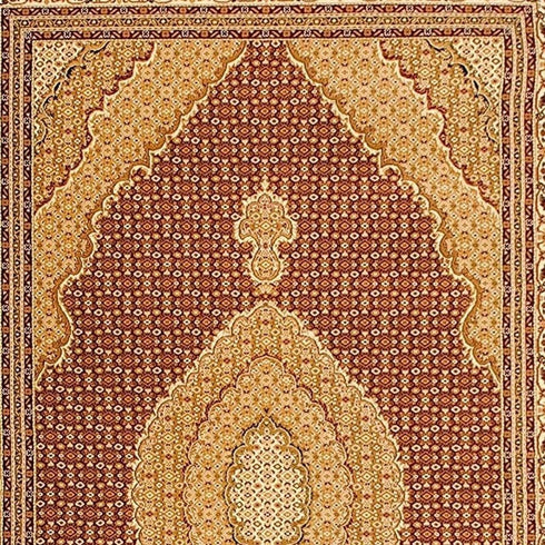 7' X 9' Red and Beige Oriental Power Loom Area Rug
