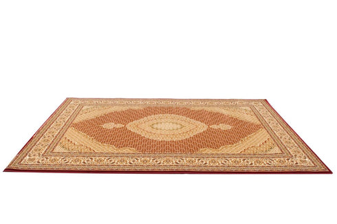 7' X 9' Red and Beige Oriental Power Loom Area Rug