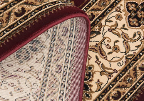 7' X 9' Red and Beige Floral Medallion Power Loom Area Rug