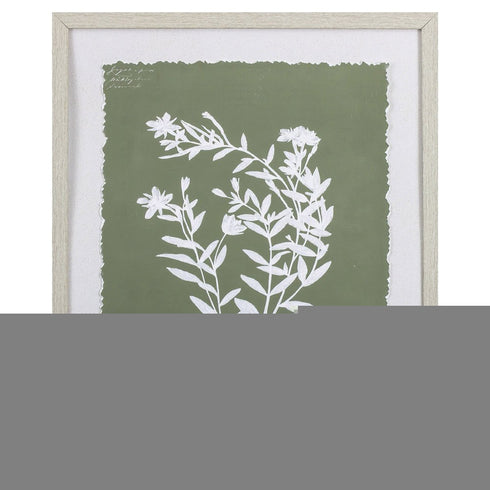 Moss Green and White Botanical Flowers 3 Wall Art