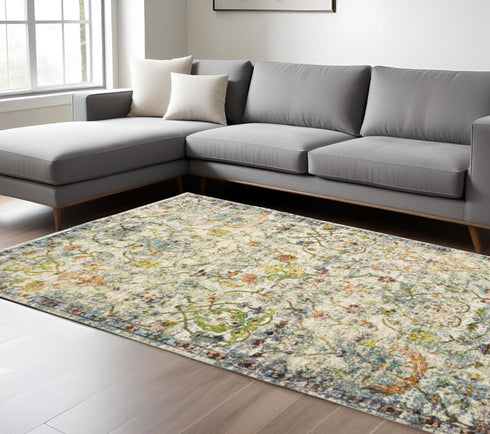 8' X 10' Beige and Ivory Area Rug