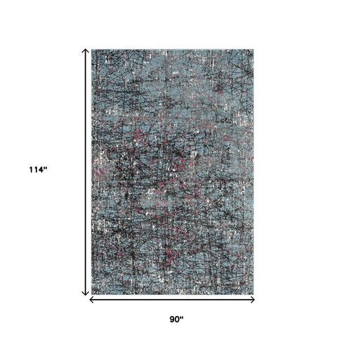 5' X 8' Blue Chaotic Strokes Area Rug
