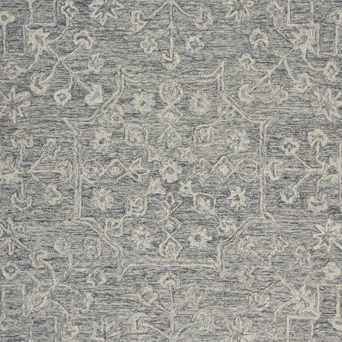8’ Round Gray Floral Finesse Area Rug