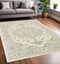 5' X 8' Green and Cream Medallion Area Rug