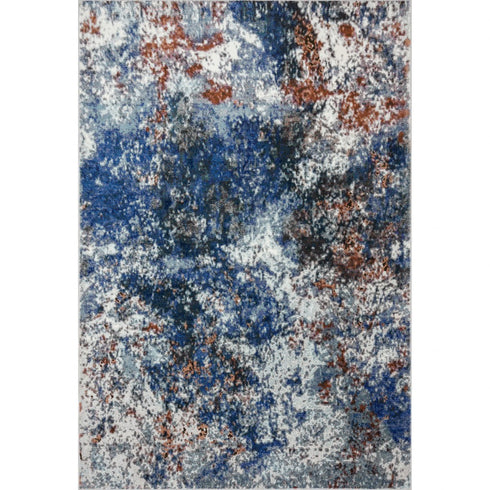 Blue and White Abstract Ocean Area Rug