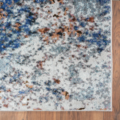 Blue and White Abstract Ocean Area Rug