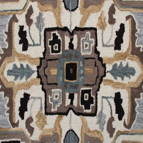 7' X 7' Blue And Red Wool Hand Tufted Area Rug