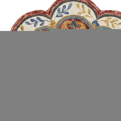 6' Red Wool Hand Hooked Round Rug