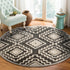 4' Round Gray and Cream Geometric Area Rug