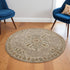 6' Round Beige Distressed Medallion Area Rug