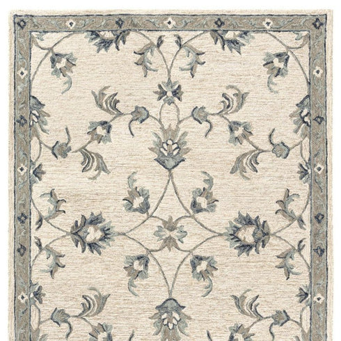 7' X 9' Light Blue Wool Hand Tufted Area Rug