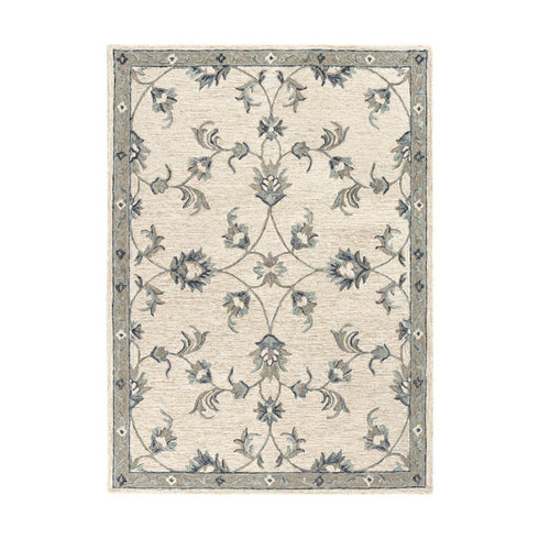 7' X 9' Light Blue Wool Hand Tufted Area Rug