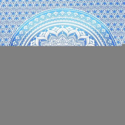 80" X 56" Blue And White Mandala Cotton Hanging Tapestry