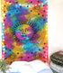 80" X 56" Blue Pink And Yellow Cotton Hanging Tapestry