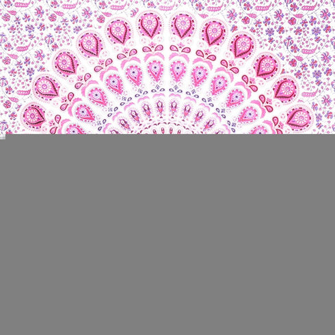 80" X 56" Pink And White Mandala Cotton Hanging Tapestry