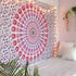 80" X 56" Pink And White Mandala Cotton Hanging Tapestry
