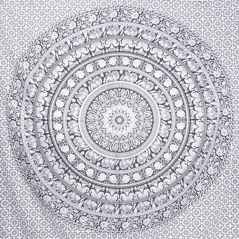 92" X 84" Black And White Mandala Cotton Hanging Tapestry