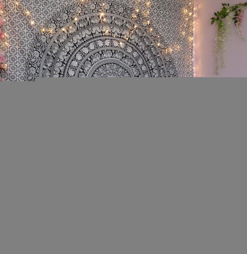 92" X 84" Black And White Mandala Cotton Hanging Tapestry