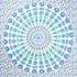92" X 84" Blue Green And White Mandala Cotton Hanging Tapestry